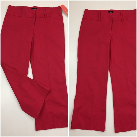 NWT BEBE SYDNEY Dark Pink Slit Hem Cropped/Ankle Dress Pants - Picture 1 of 11